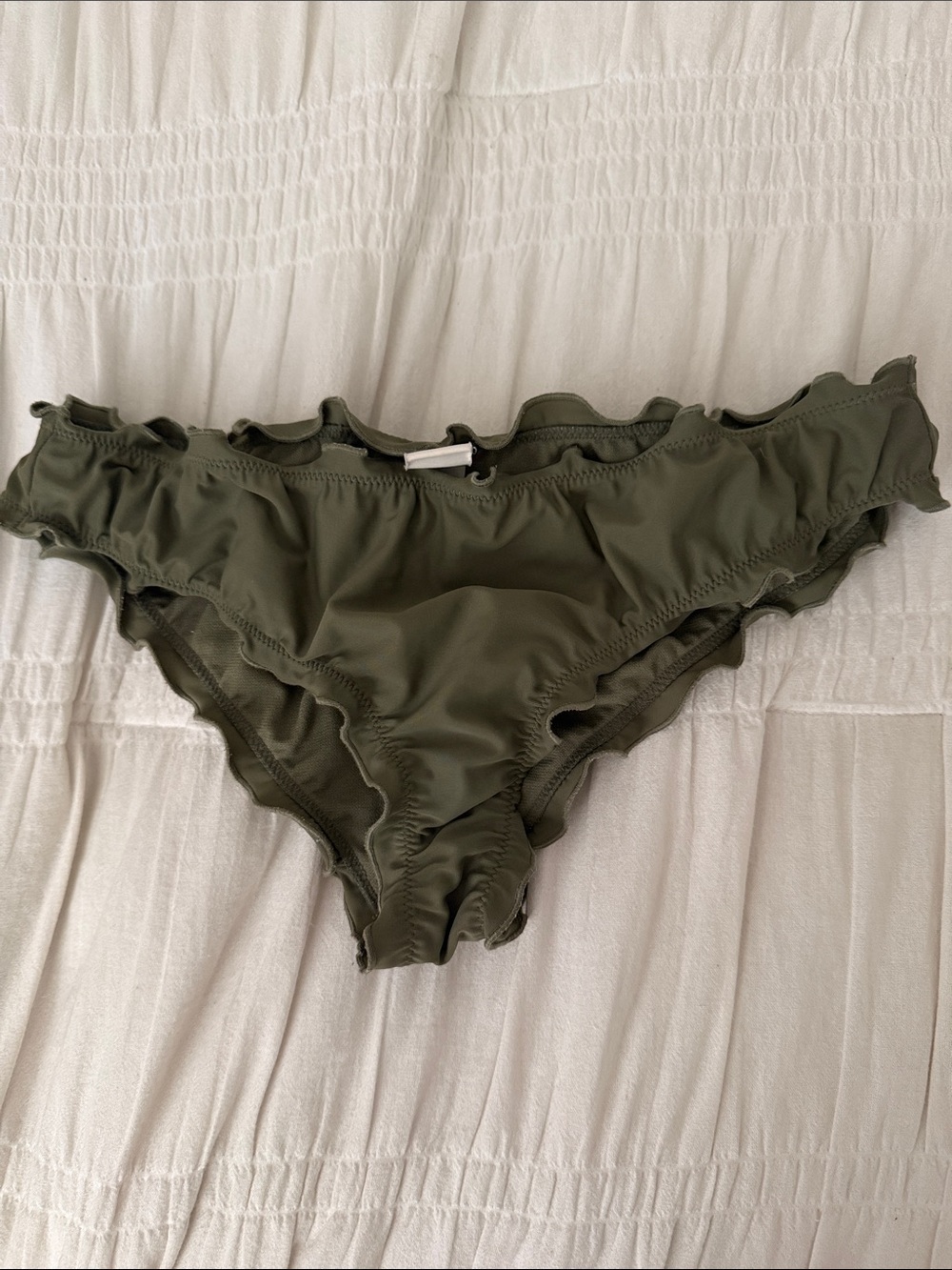 Hollister Olive Green Ruffle Swim Bottoms